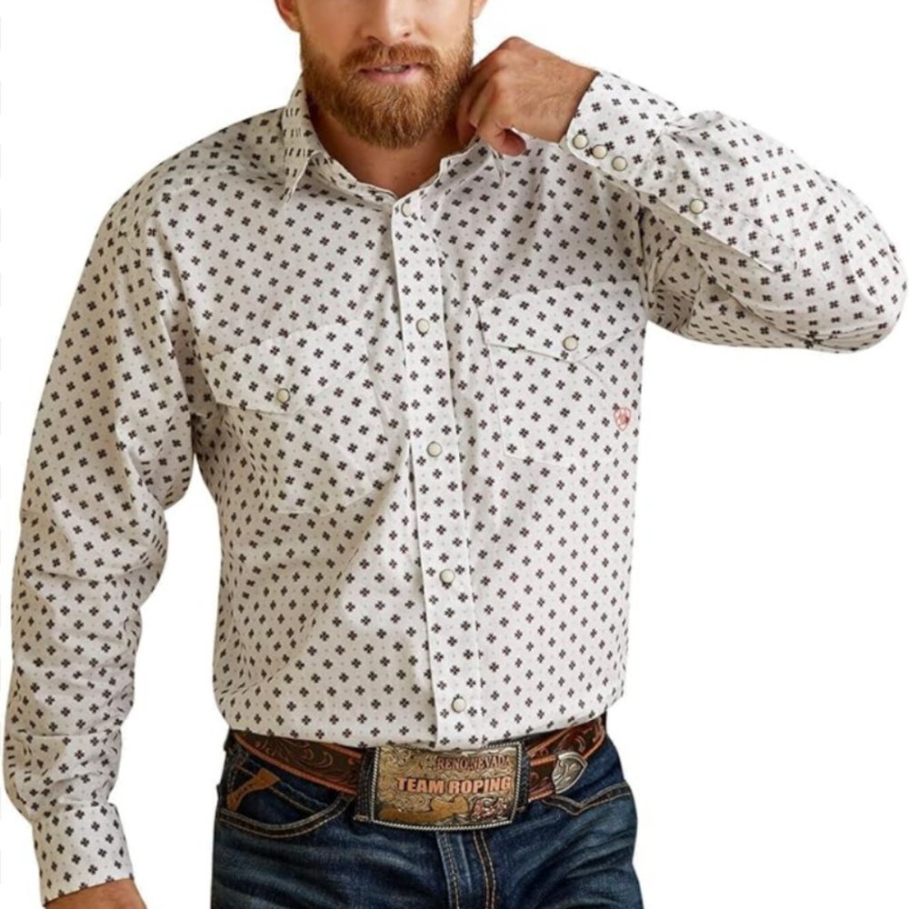 Platini‎ Long Sleeve Snap Button Up Cowboy Western Shirt XL